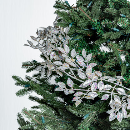 White Winter Frosted Flower Garland