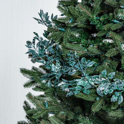 Green Merry Winter Frosted Flower Garland