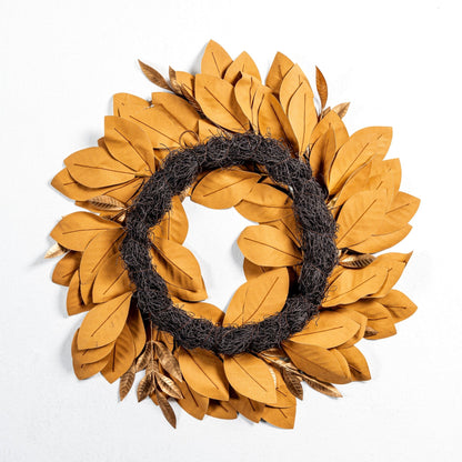 28" Gold Magnolia Wreath - Joy By