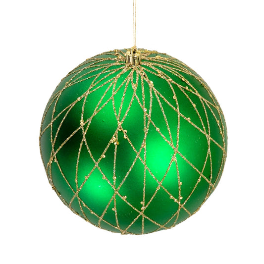 6" Matte Green Gold Ball with Gold Glitter - Joy By