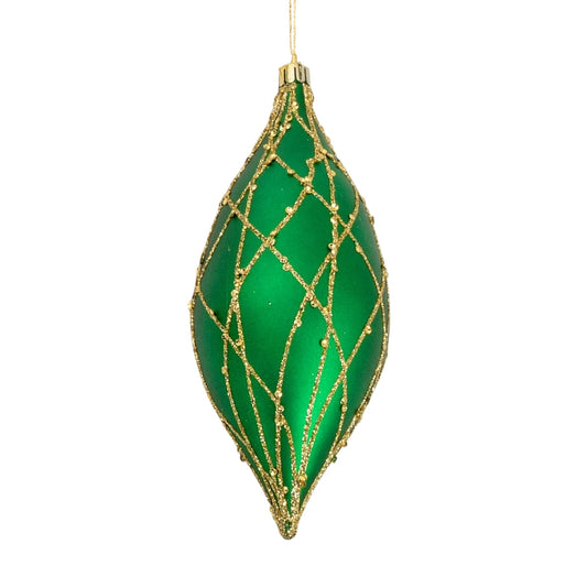 7" Matte Green Shuttle Ornament with Gold Glitter - Joy By