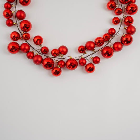 Shiny Ball Garland 6ft Red