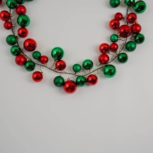 Shiny Ball Garland 6ft Red & Green