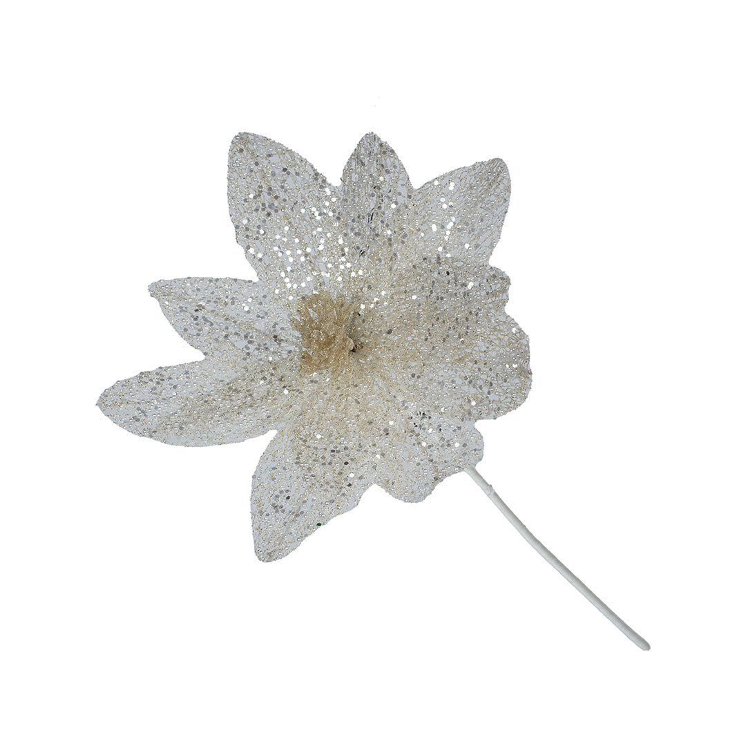 Bright Ivory Blooming Flower Pick White