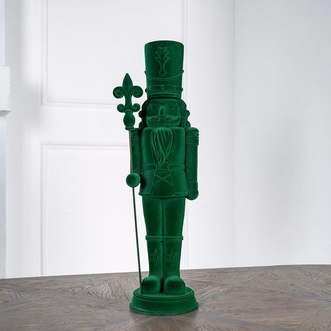 Flocked Nutcracker Tabletop Green