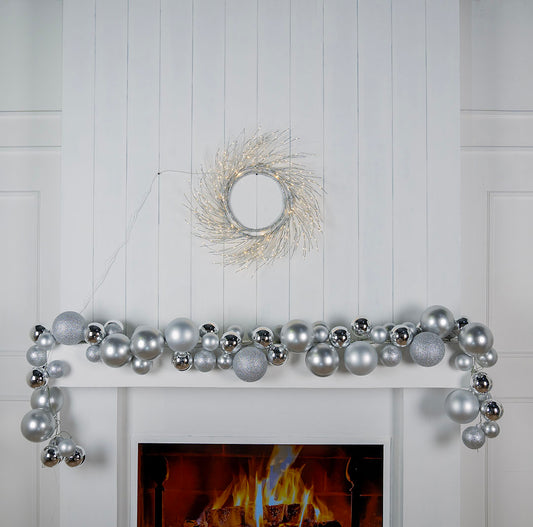 Silver LED Light Wreath Silver / 24"