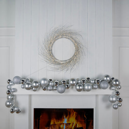 Silver LED Light Wreath Silver / 48 "