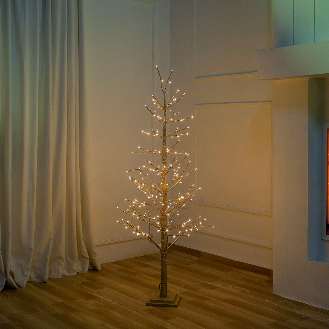 Gold Porch Tree with LED Lights 49"