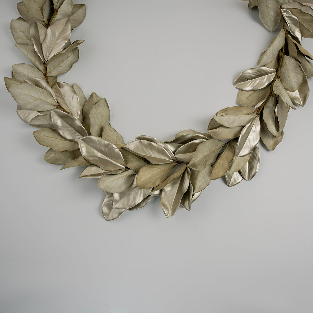 Metallic Magnolia 6ft Leaf Garland Champagne