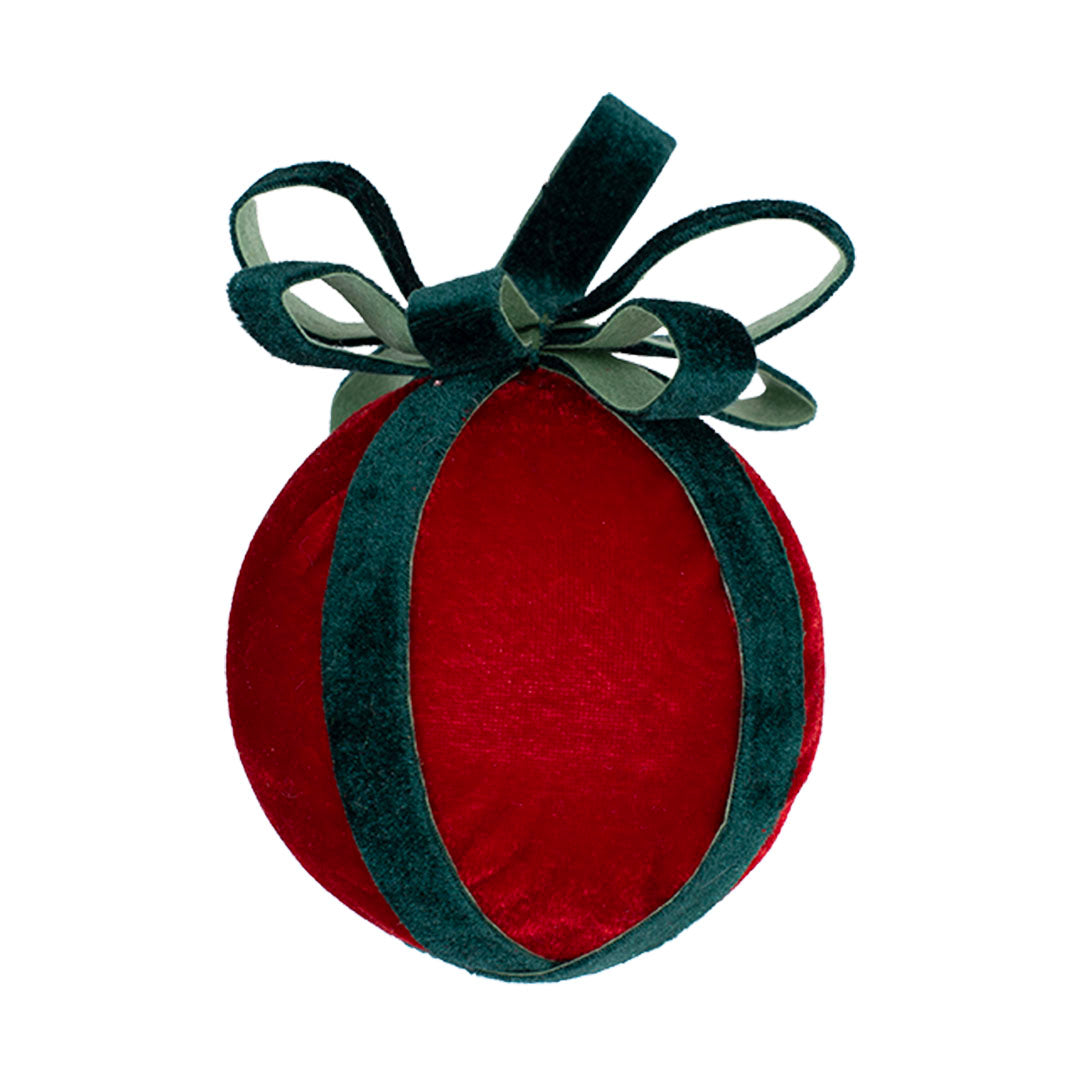 Red Bow Ornament with Festive Emerald Bow Red Multi / 4"