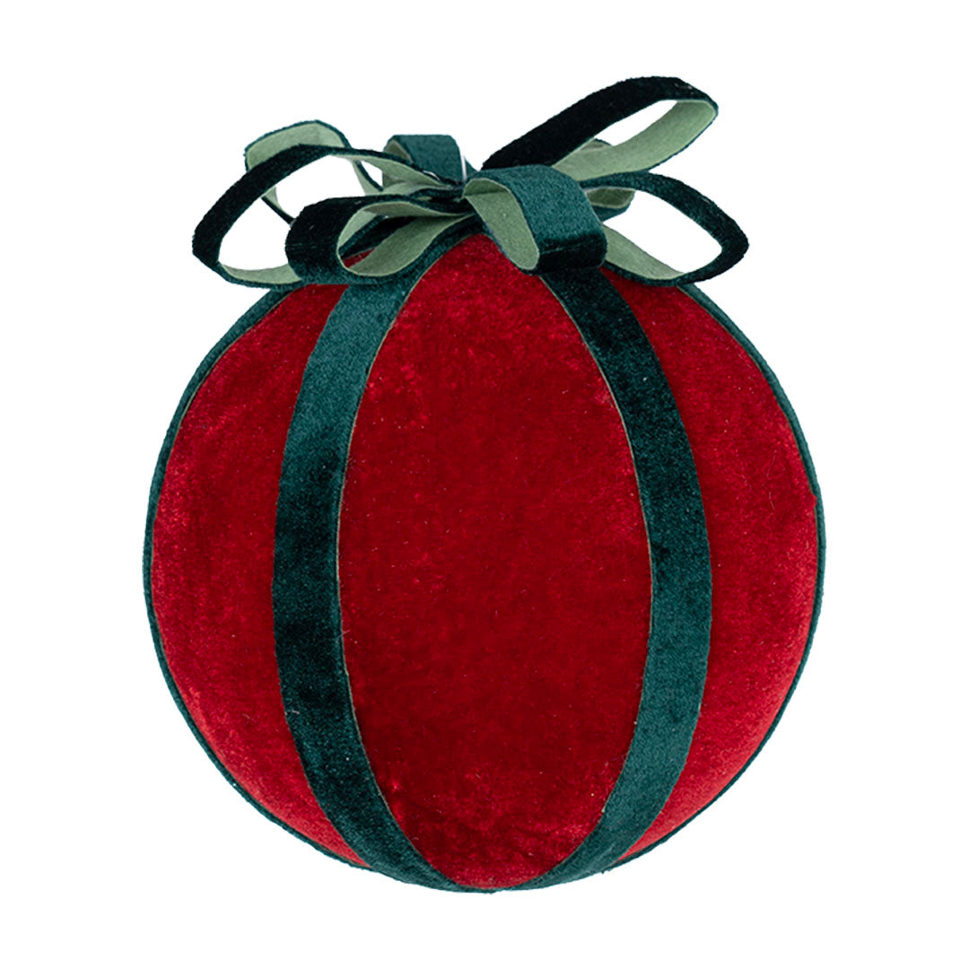 Red Bow Ornament with Festive Emerald Bow Red Multi / 6"