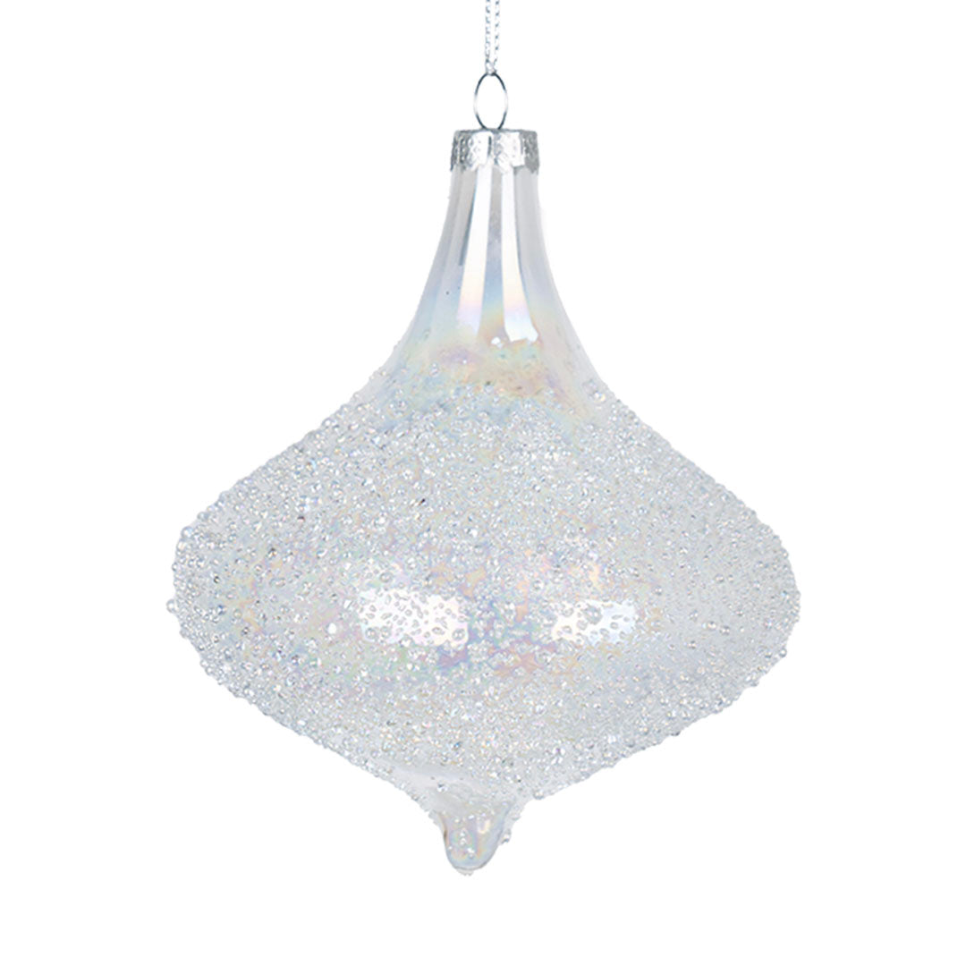 Iridescent Crystal Sugar Bead Onion Ornament Clear