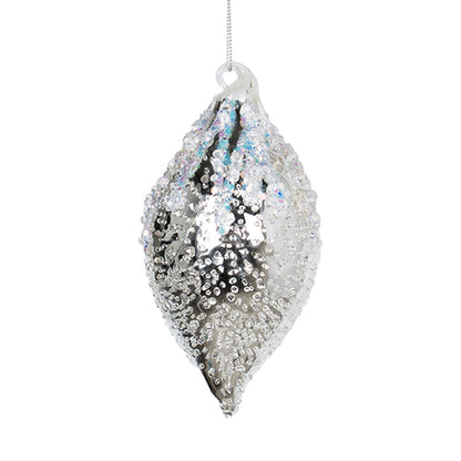 Iridescent Crystal Sugar Bead Finial Ornament Clear