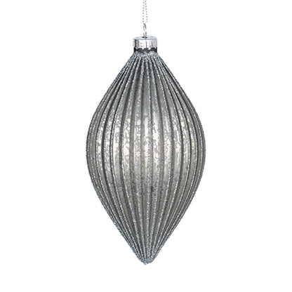 Grey Ribbed Finial Ornament Grey