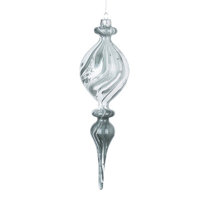 Grey & White Marble Finial Ornament White