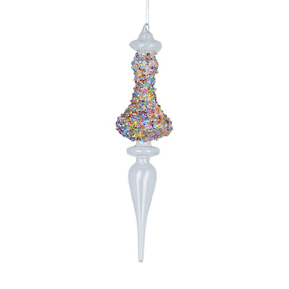 Clear Finial Ornament with Multicolor Beads Multi