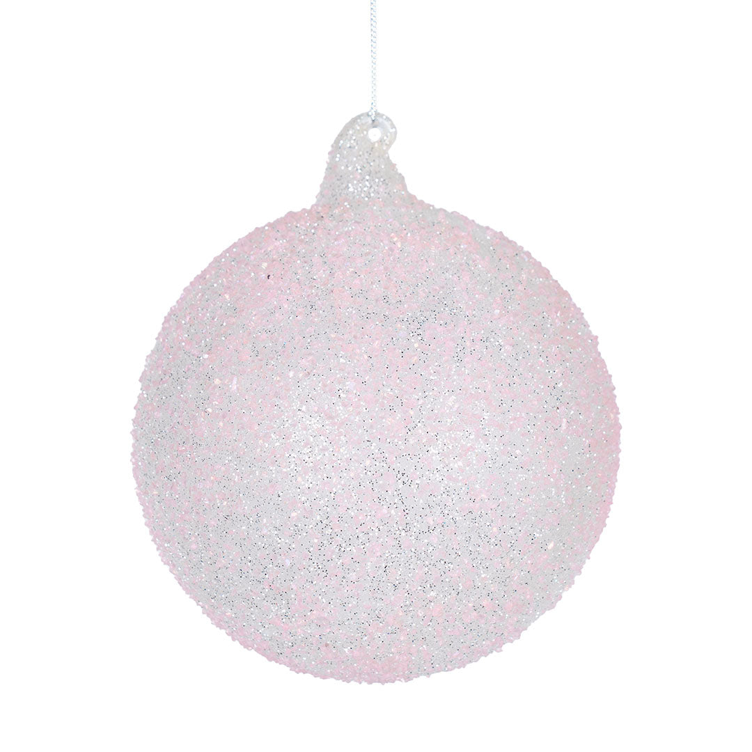 Baby Pink Crystal Ball Ornament with Sugar Beads Pink