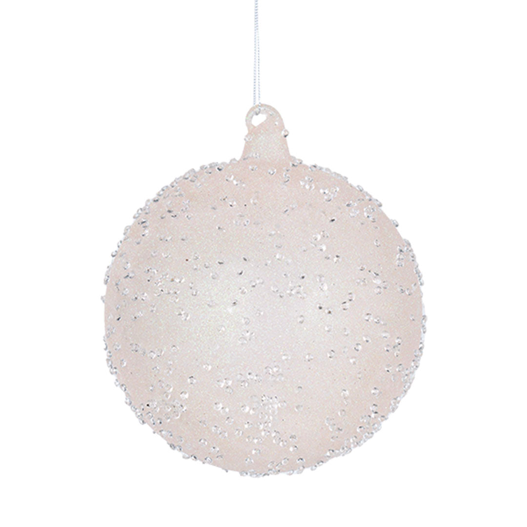 Dusty Pink Ball Ornament with Crystal Sugar Beads Pink