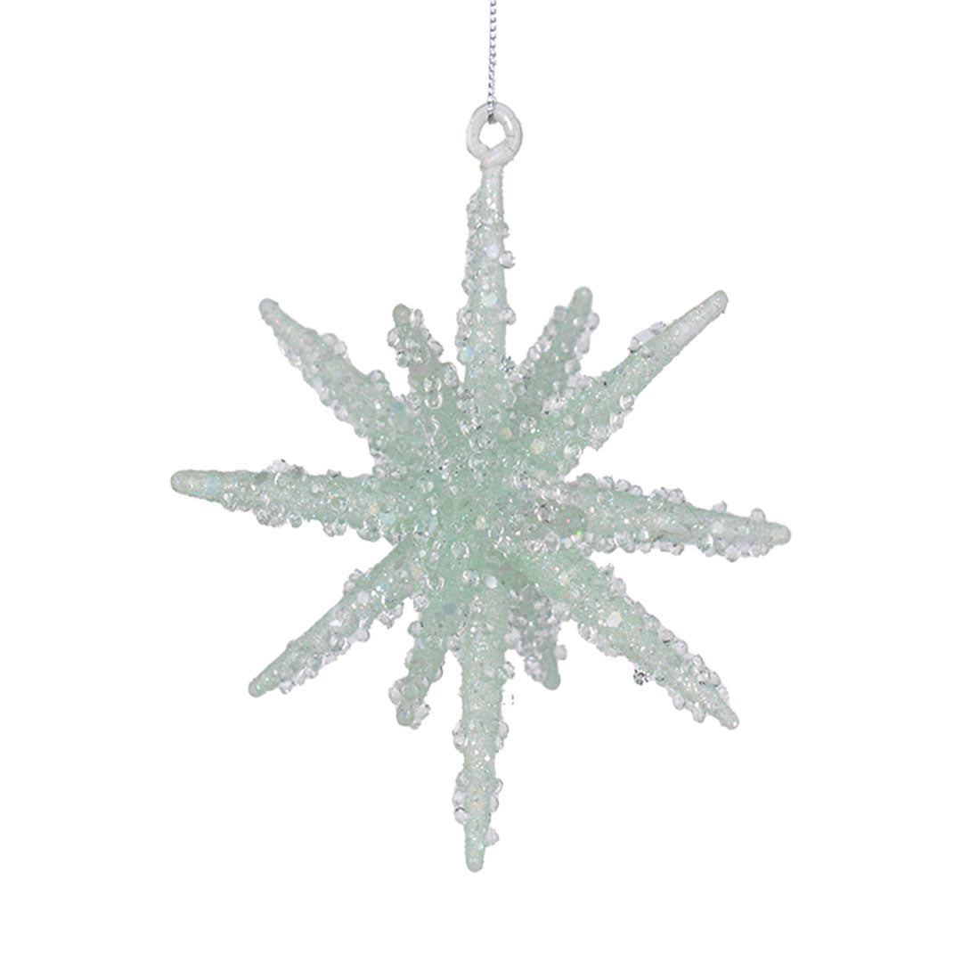 Teal Star Burst Ornament with Crystal Sugar Beads Blue