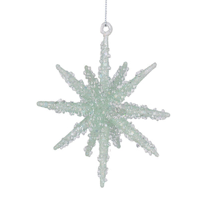 Teal Star Burst Ornament with Crystal Sugar Beads Blue