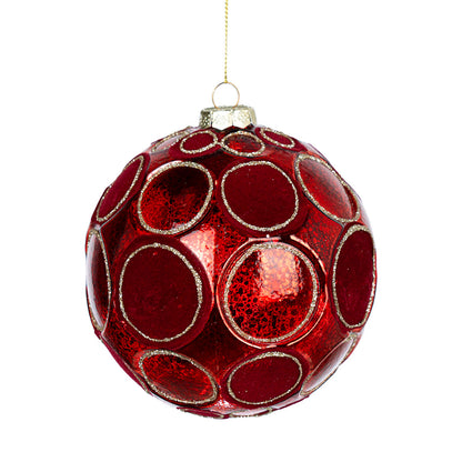 Ball Ornament with Velvet Spheres Red / 12 cm