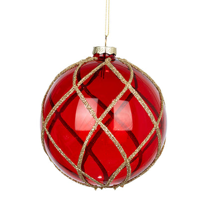 Crystal Ball Ornament with Glitter Swerves Red