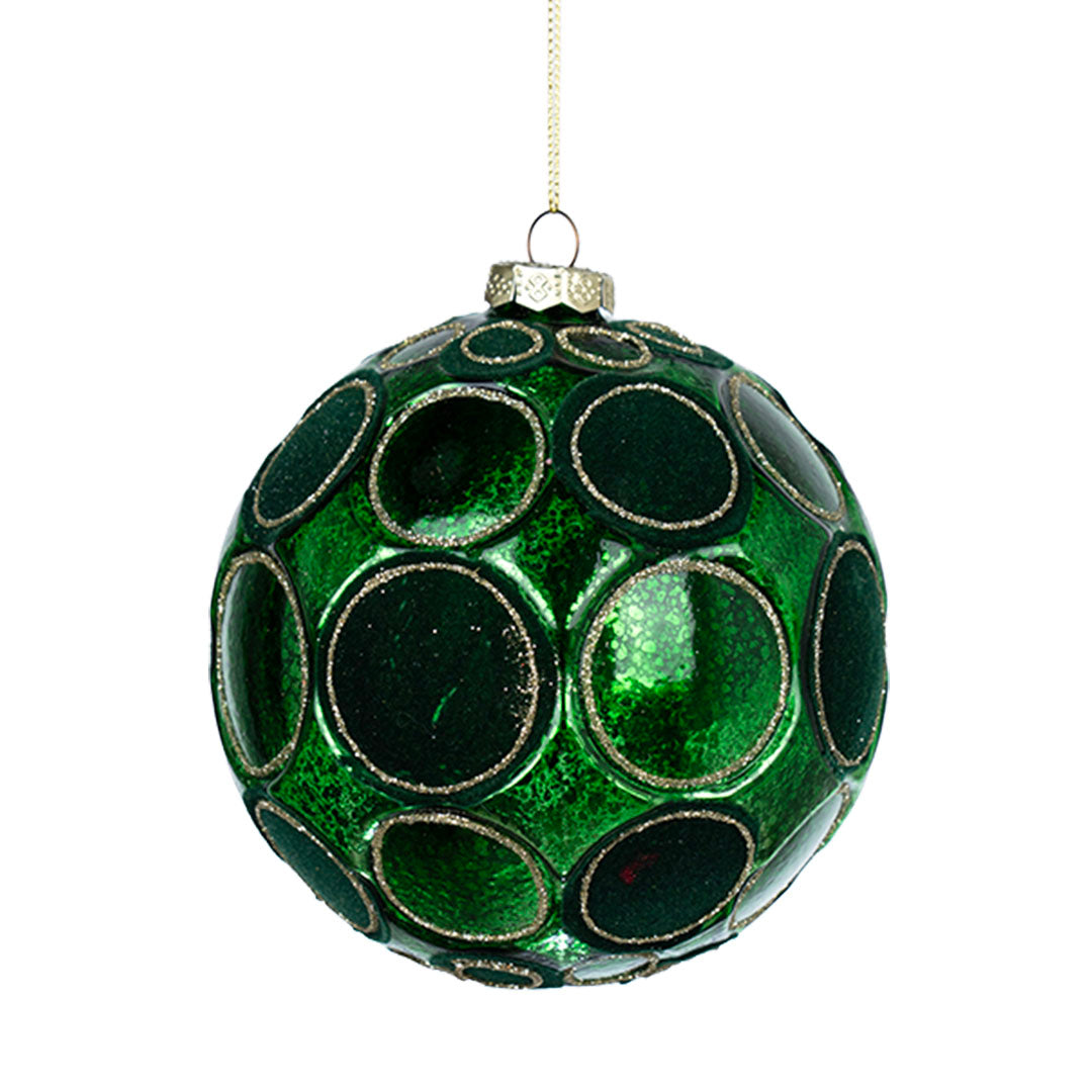 Ball Ornament with Velvet Spheres Green / 12 cm