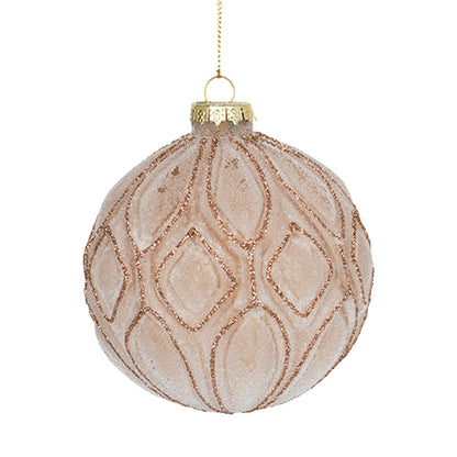 Champagne Velvet Ball Ornament with Glitter Champagne