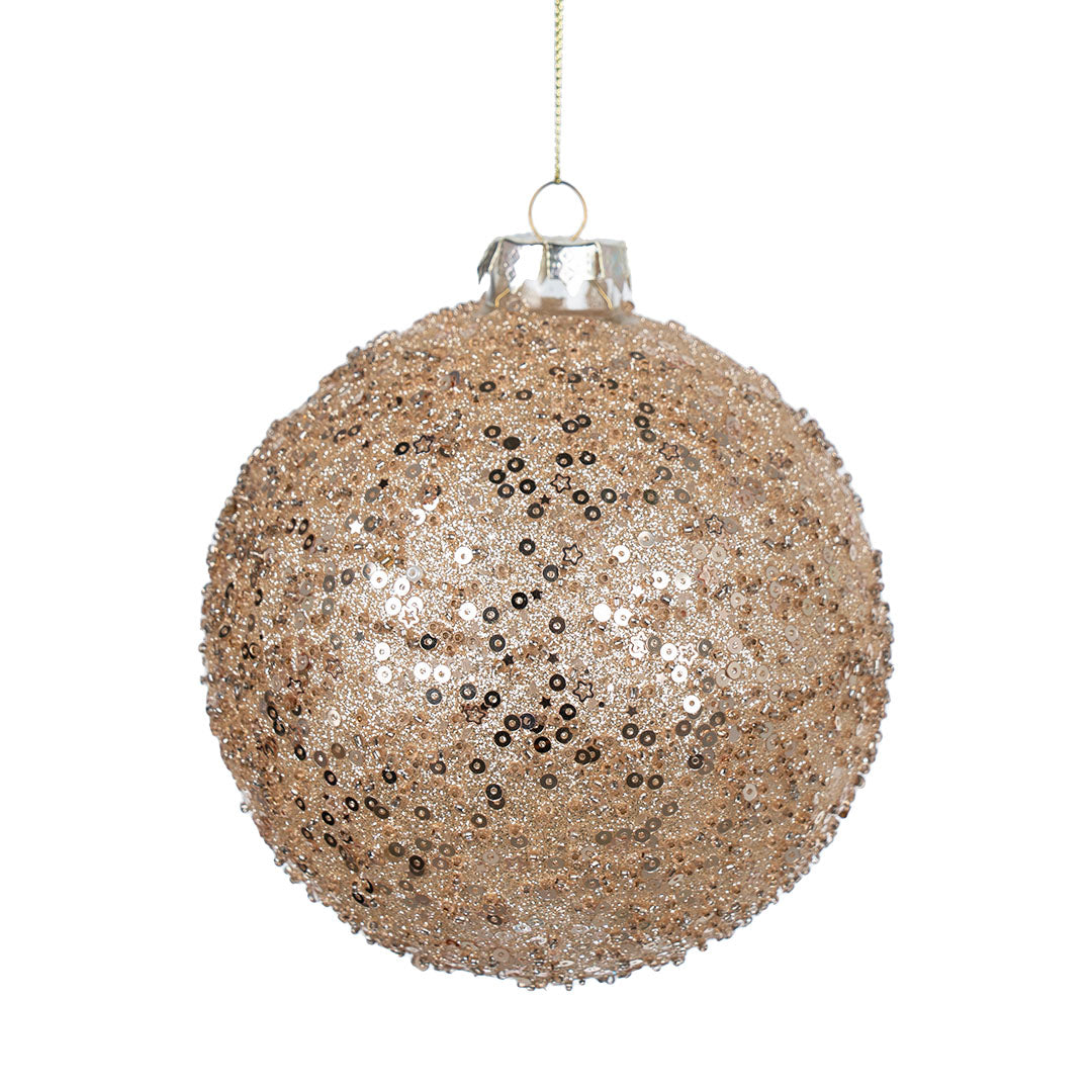 Champagne Ball Ornament with Sequins Champagne