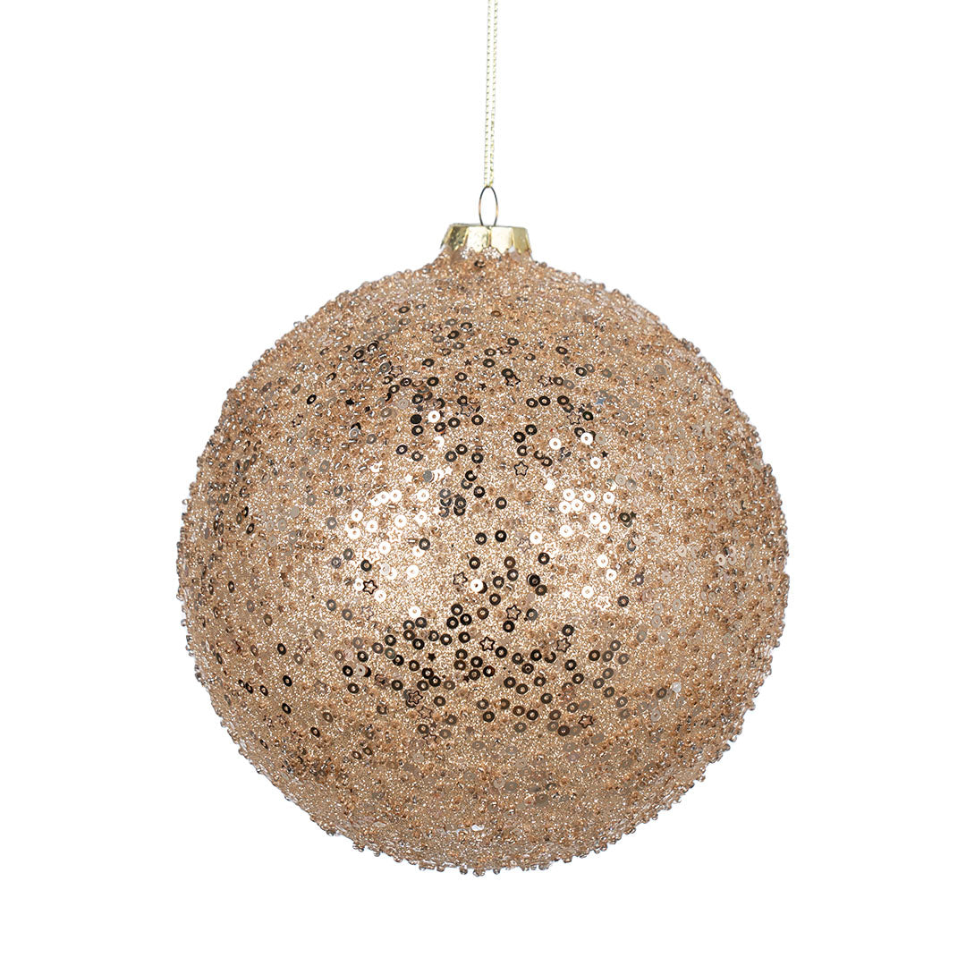 Champagne Ball Ornament with Sequins Champagne