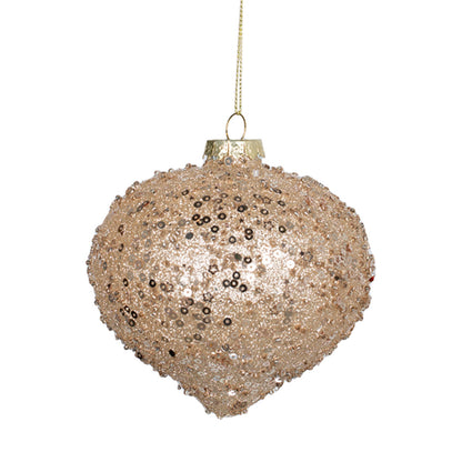 Champagne Onion Ornament with Sequins Champagne