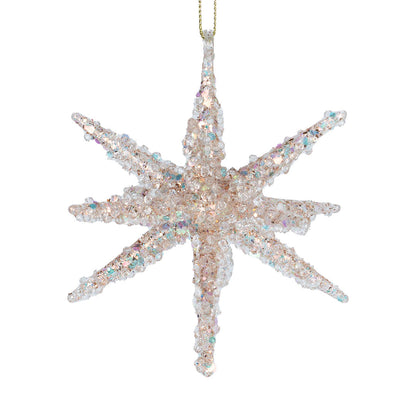 Champagne Star Burst Ornament with Glitter Champagne