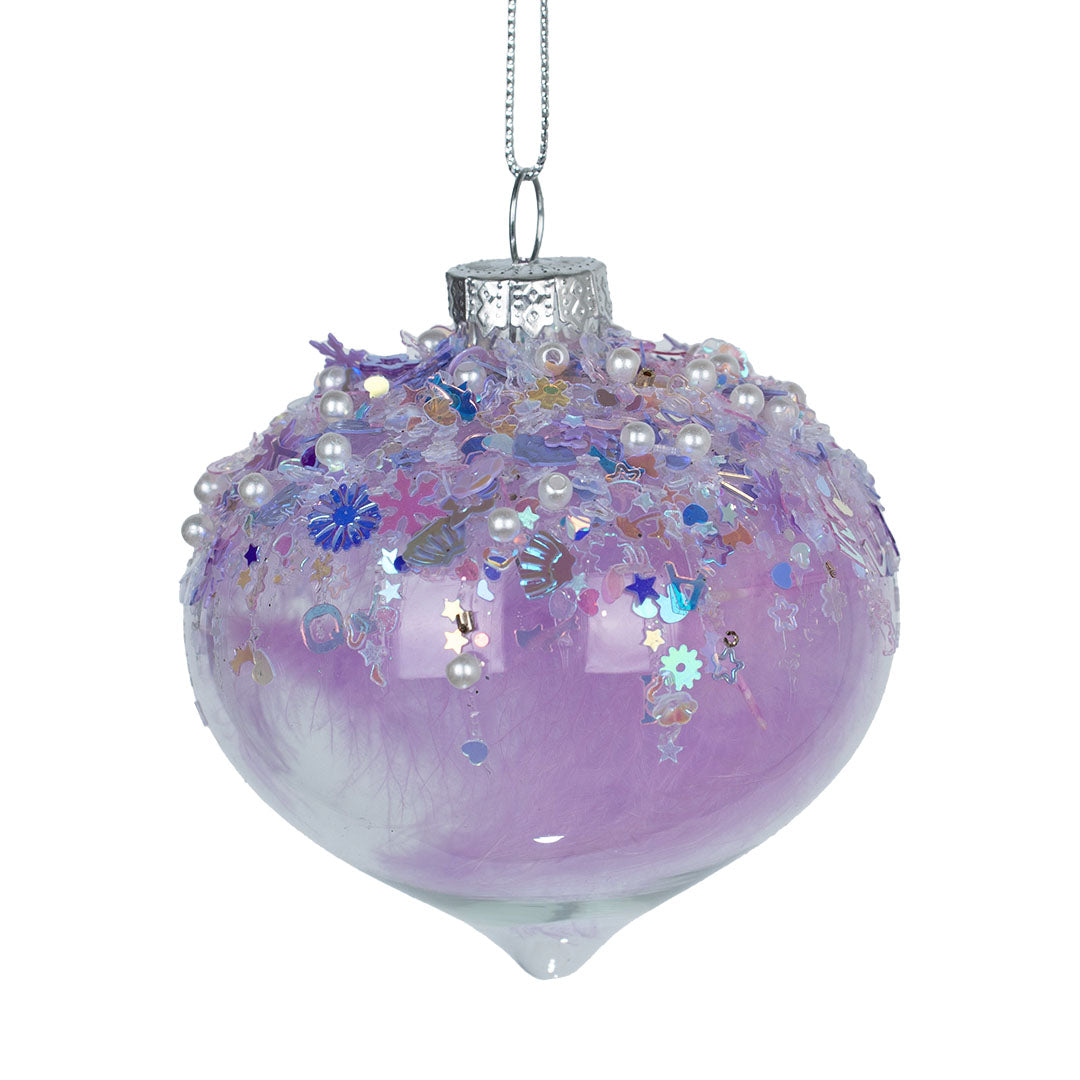 Purple Ball Ornament with Glitter & Sequins Purple