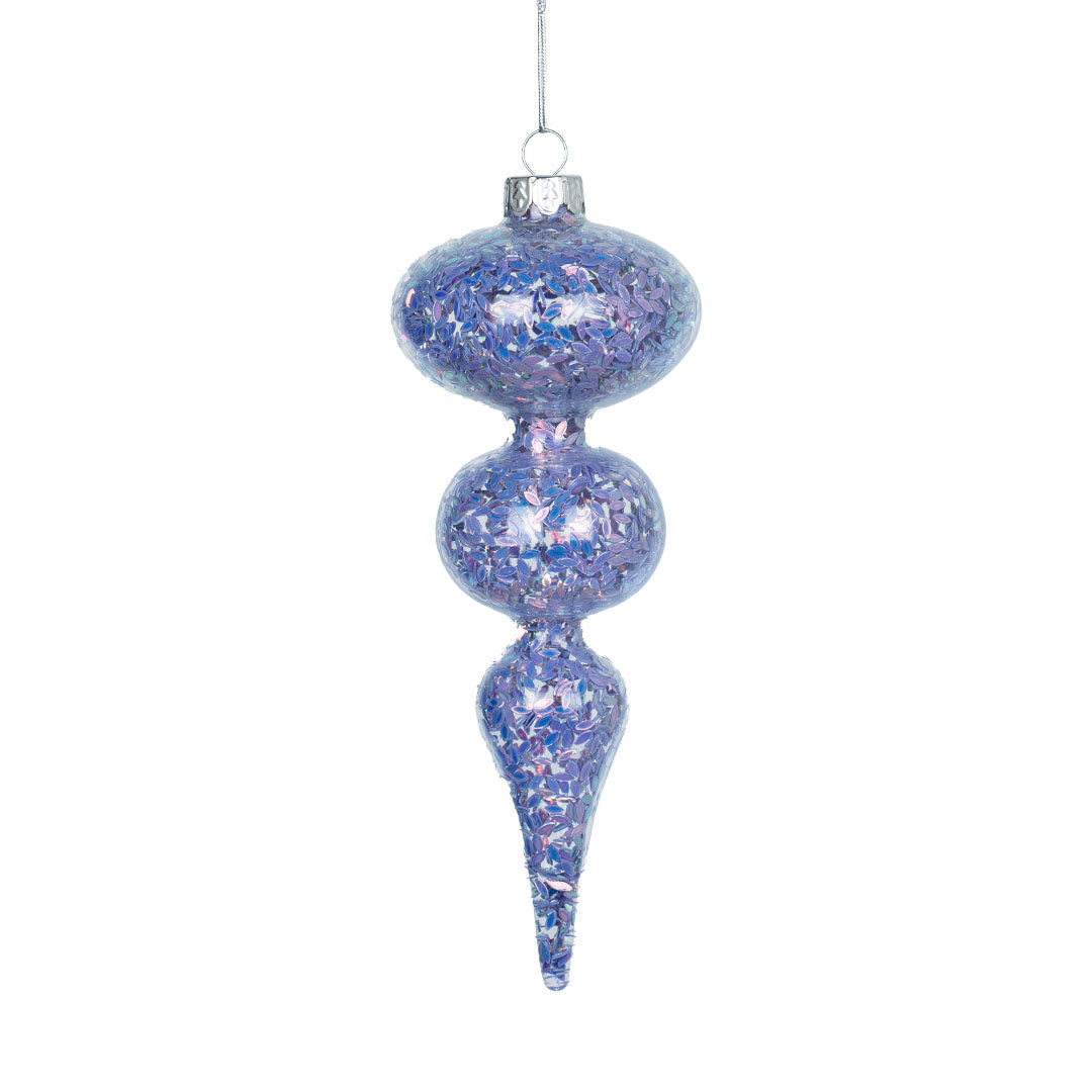 Iridescent Purple Finial Ornament with Glitter Purple