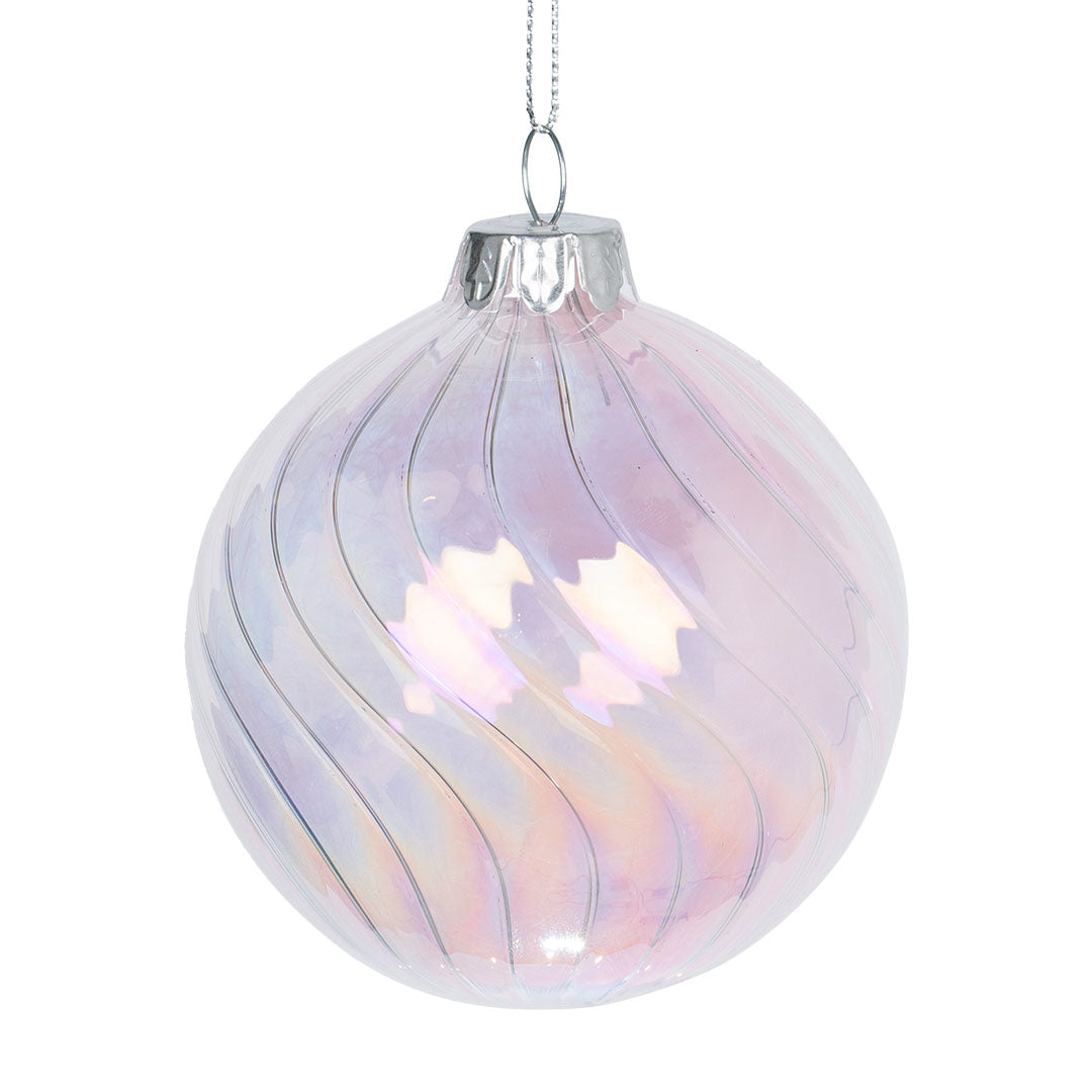 Pale Pink Crystal Ball Ornament with Pink Feather Pink