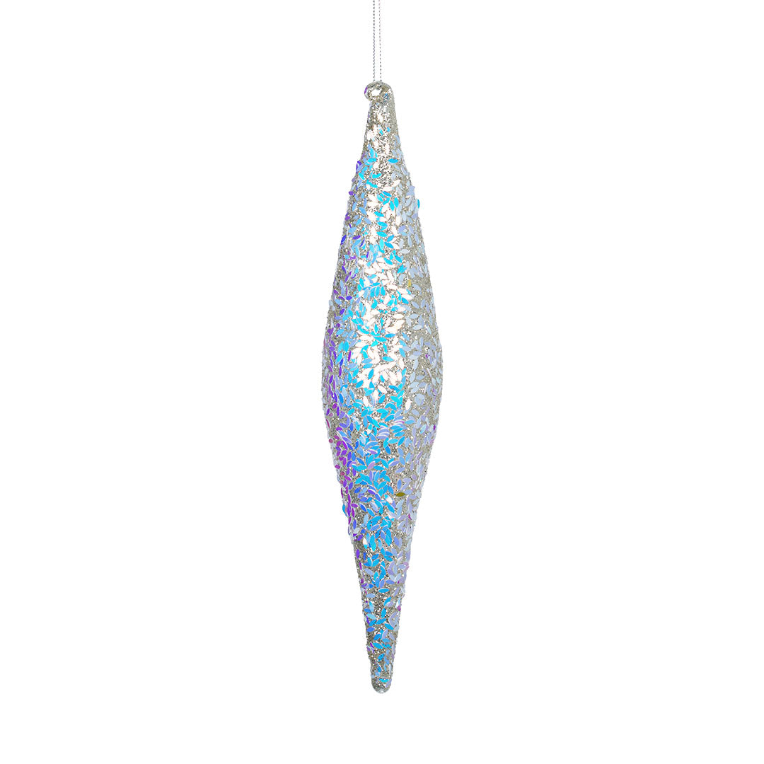 Irisdescent Finial Ornament with Iridescent Sequins Purple