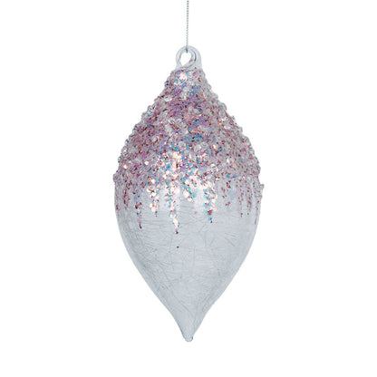 Pale Pink Crystal Finial Ornament with Pink Sequin & Glitter Pink