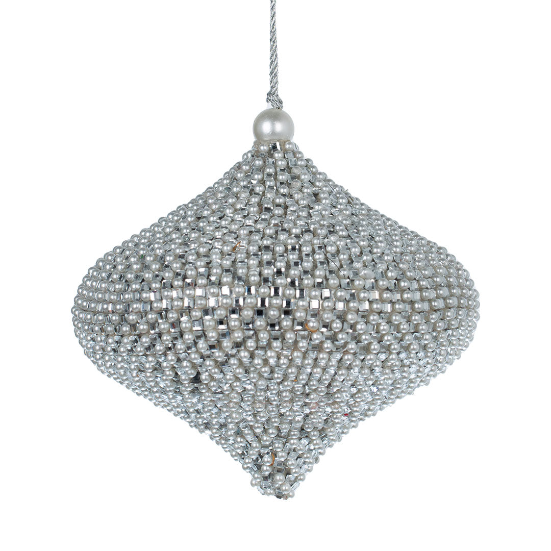 Silver-White Pearl Lace Onion Ornament Silver