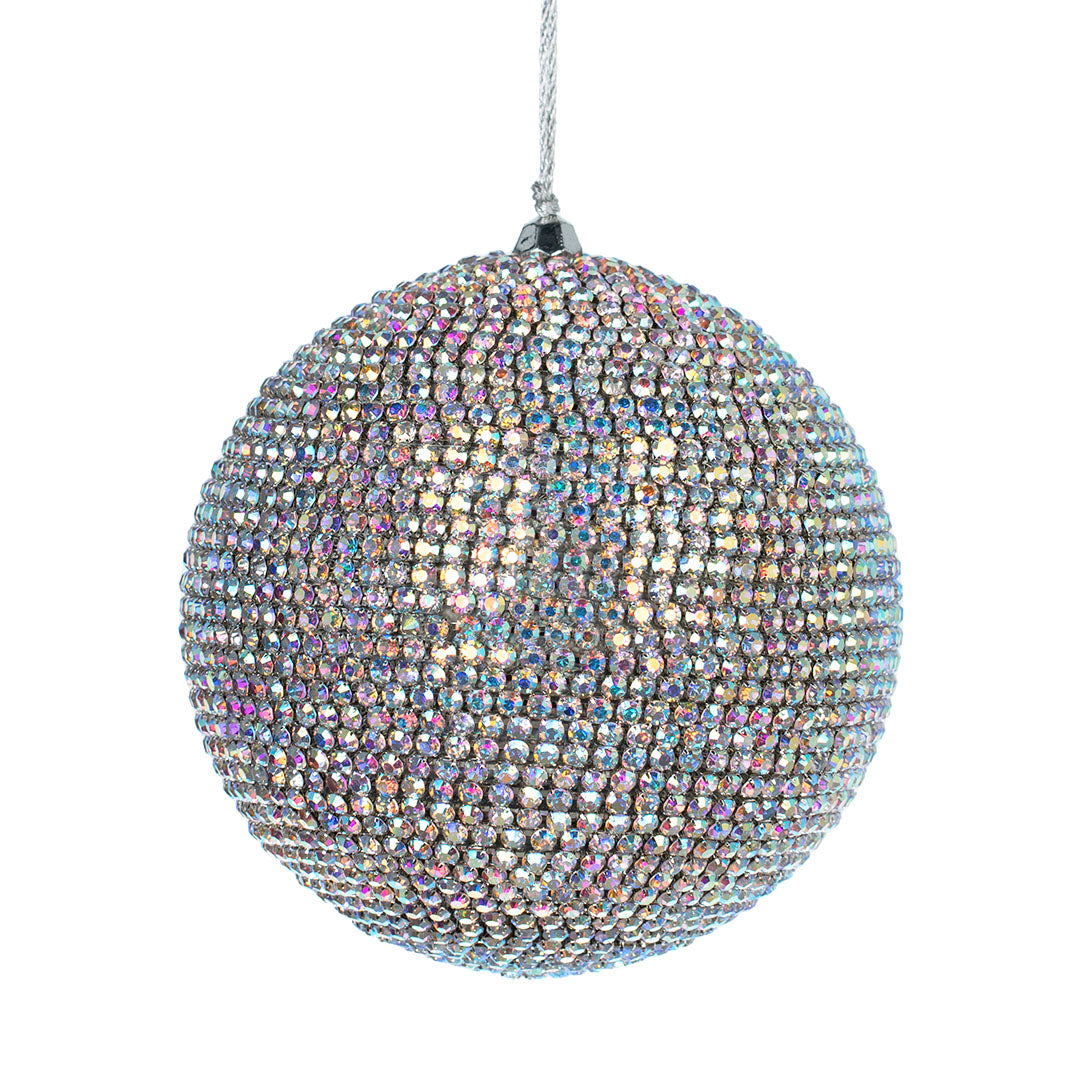 Festive Rhinestone Ball Ornament Silver