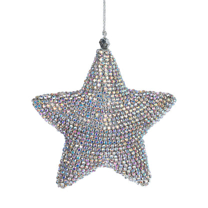 Festive Rhinestone Star Ornament Silver