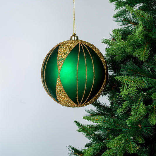 Matte Green & Gold 6" Ball Ornament Green/ Gold