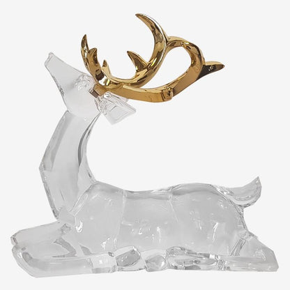 Acrylic Sitting Reindeer with Metallic Gold Horn - Joy By