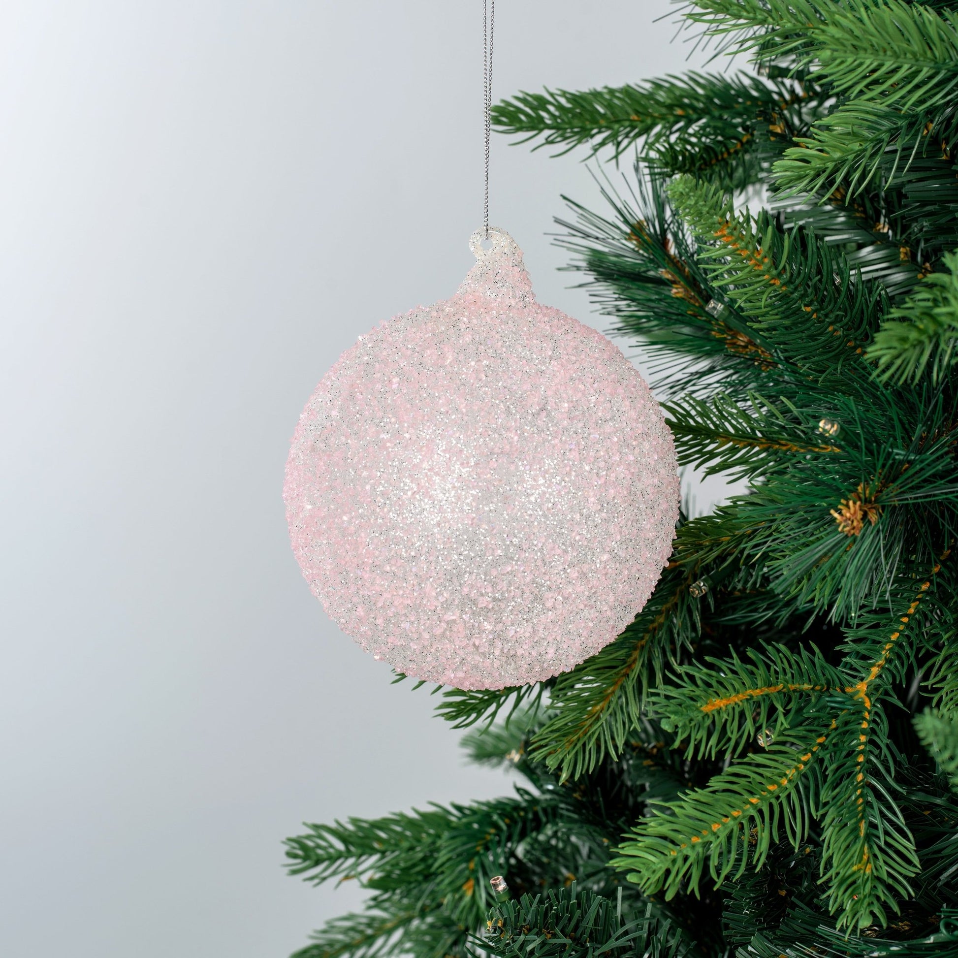 Baby Pink Crystal Ball Ornament with Sugar Beads - Joy By