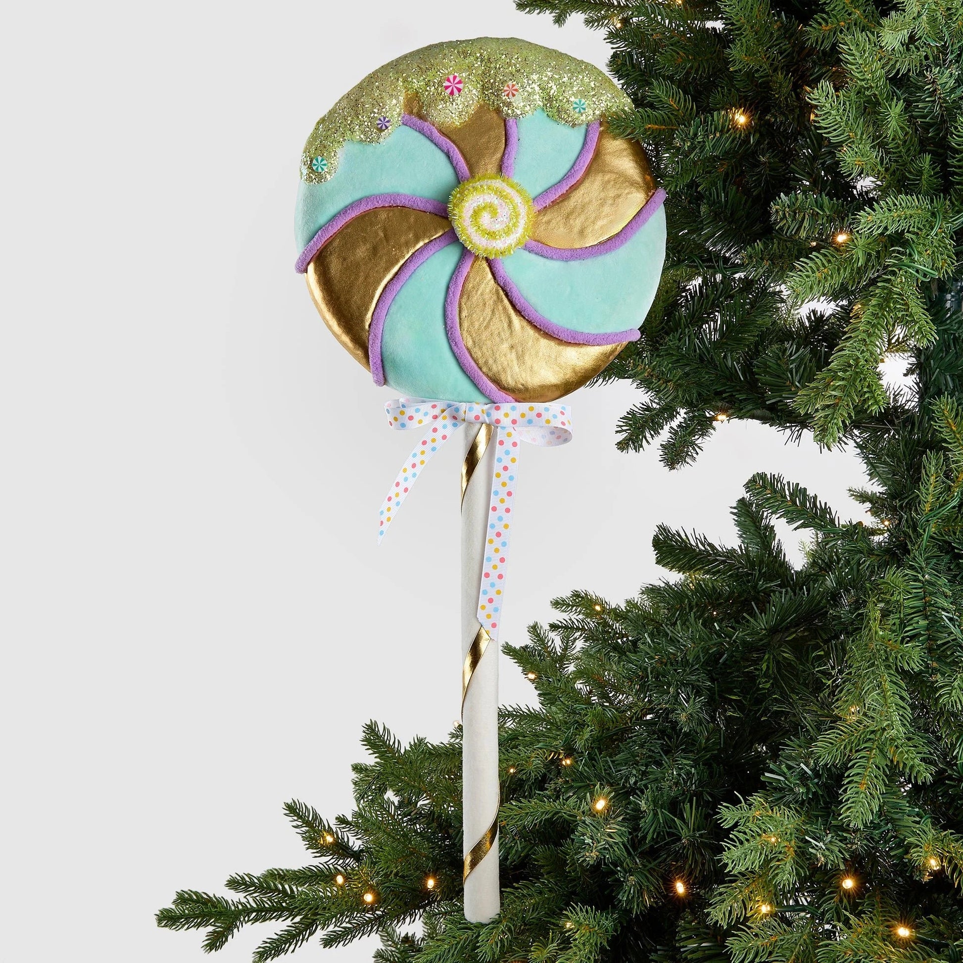 Blue & Gold Pastel Lollipop Ornament - Joy By