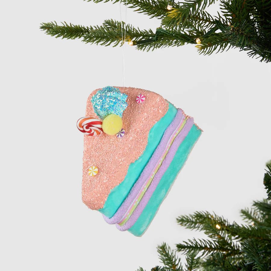 Blue & Pink Sugary Cake Slice Ornament - Joy By