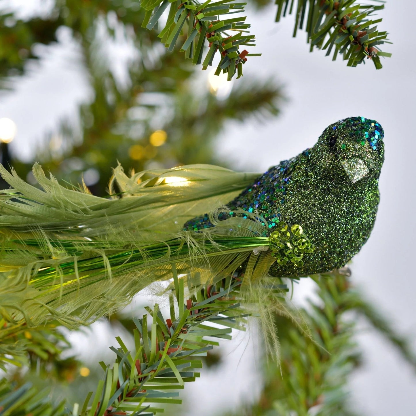 Blue & Silver Sequin Christmas Song Bird Clip On Ornament - Joy By