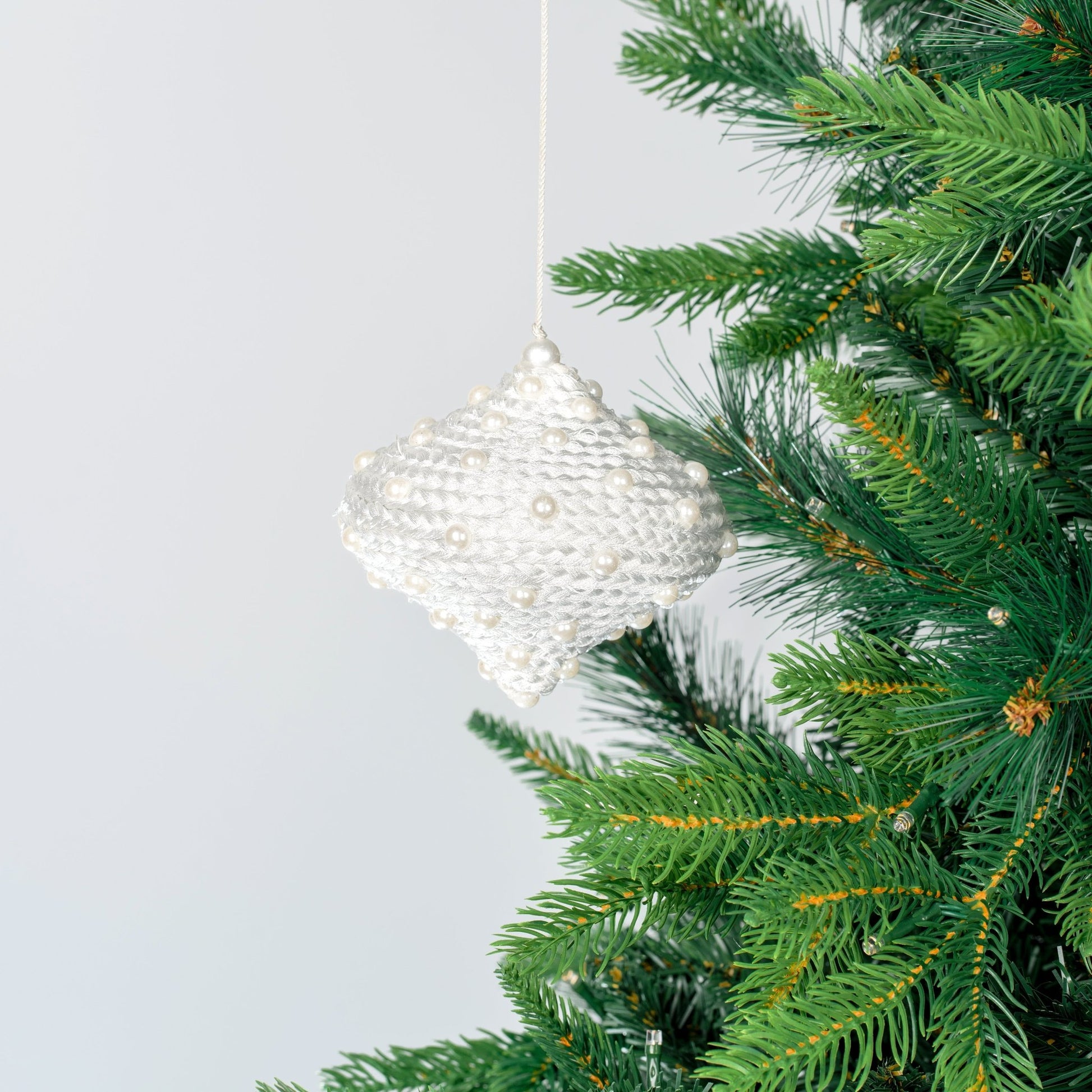 Braided White Pearl Onion Ornament - Joy By