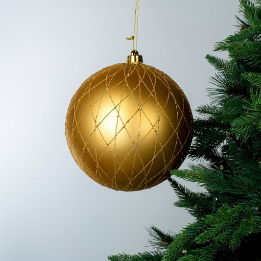 Bright Gold 20cm Textured Ball Ornament - Joy By