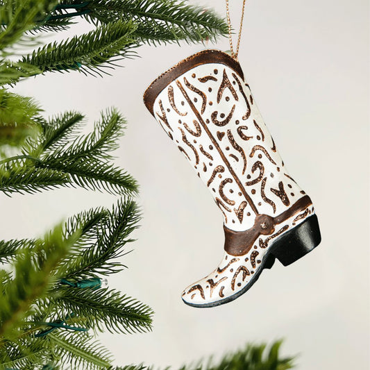 Brown Western Boot Ornament - Joy By