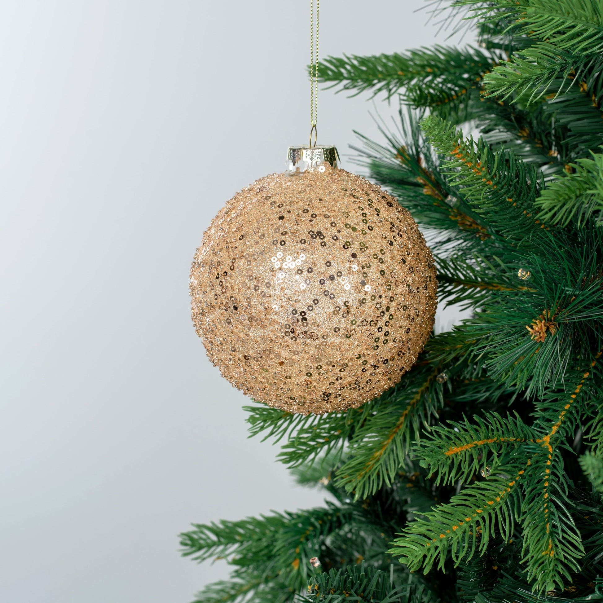 Champagne Ball Ornament with Sequins - Joy By